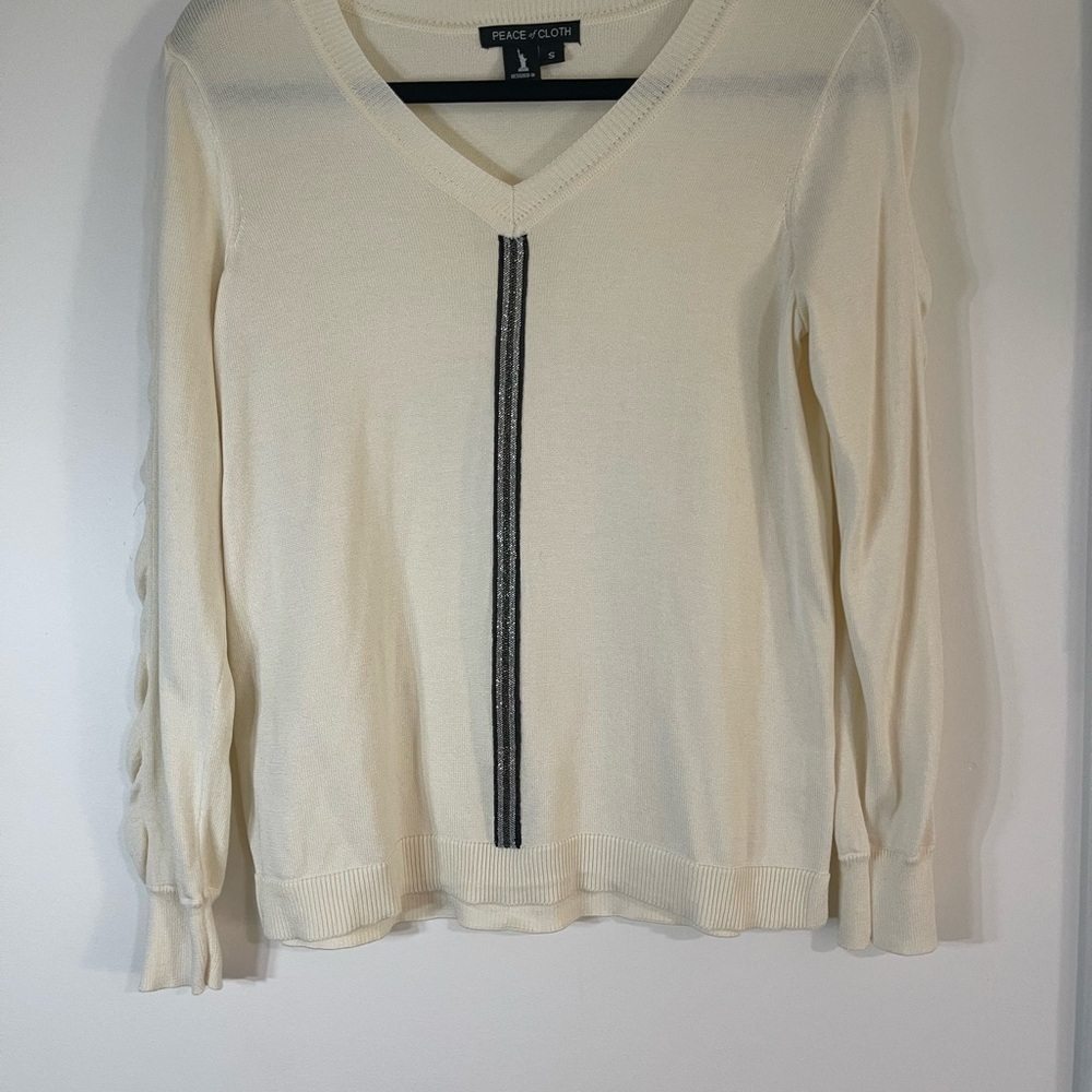 Peace of Cloth Cream V-Neck Sweater